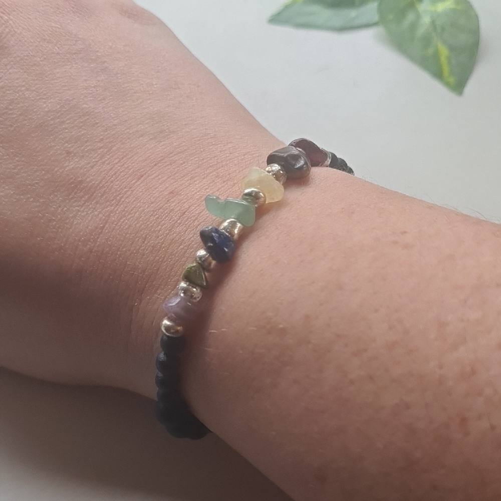 Chakra Stone Lava Beaded Bracelet
